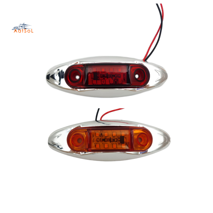 AAT-ML410-8 8LED Red Chrome LED Marker Light 10-30V Indicator Lamp for Truck Trailer Van Pickup Boat Bike Cars