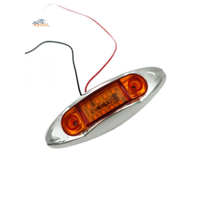 AAT-ML410-8 8LED Red Chrome LED Marker Light 10-30V Indicator Lamp for Truck Trailer Van Pickup Boat Bike Cars