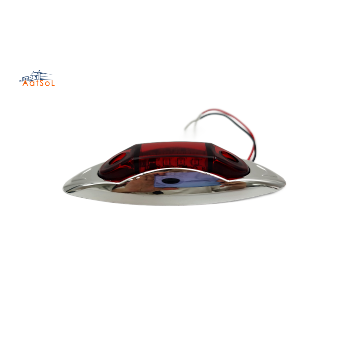 AAT-ML410-8 8LED Red Chrome LED Marker Light 10-30V Indicator Lamp for Truck Trailer Van Pickup Boat Bike Cars