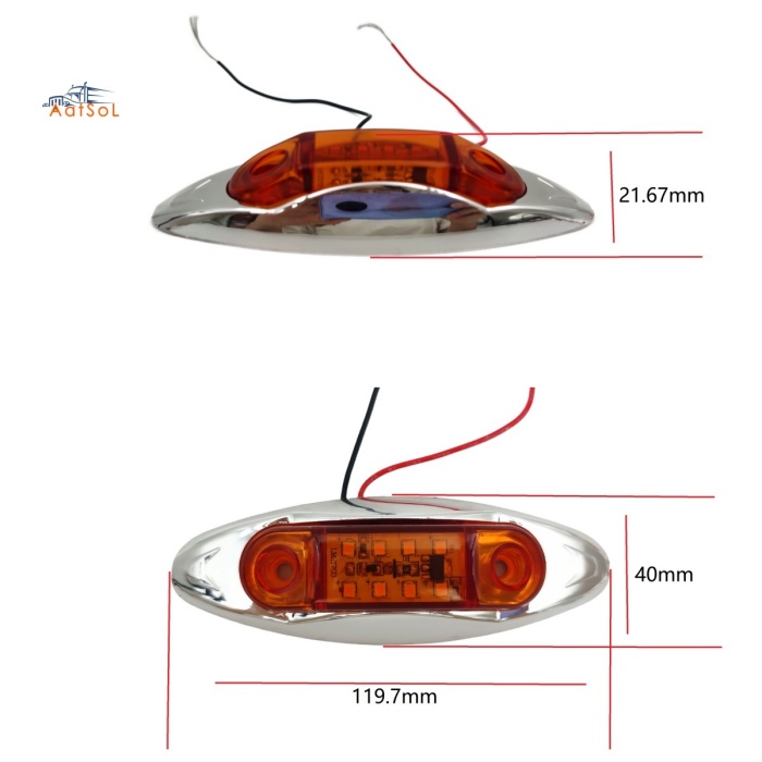 AAT-ML410-8 8LED Red Chrome LED Marker Light 10-30V Indicator Lamp for Truck Trailer Van Pickup Boat Bike Cars