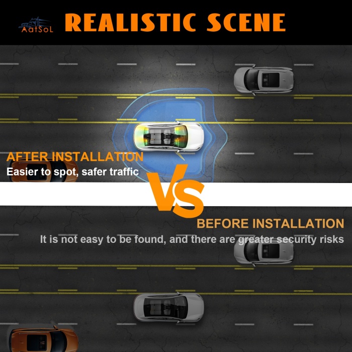 AAT-FE208 New Car Interior LED Dash Strobe Lights Windshield Emergency Flashing Lamps Warning Light Bar Suction Cups Mount