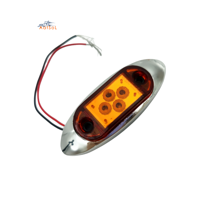 AAT-ML408-4 Luz de posición lateral cromada para camión, 10-30 V, LED, luces de señalización lateral, lámpara de posición con soporte cromado