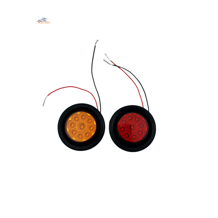 AAT-ML704-9 2024 nuevo producto 10-30V camión remolde de 2 pulgadas redondo señal de advertencia LED LED luz lateral LED con cables de enchufe
