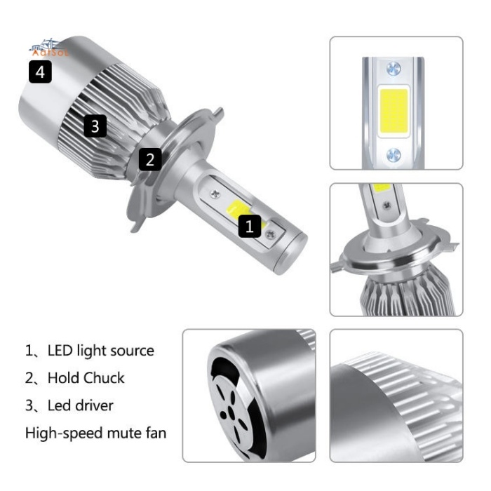 C6 H4 Accesorios para faros delanteros de coche C6 H4 H13 9004 9007, sistema de iluminación automático, 36 W, 6000 K, H7 9005 9006, bombilla LED