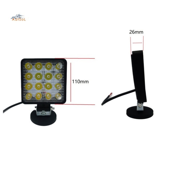 AAT-4048A1-26mm  High Bright 48W Square Trailer Vehicle LED Work Light Spot Tractor off Road Truck Auto Car Fog Light